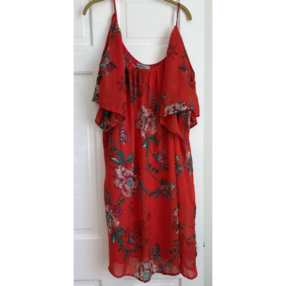 Bailey Blue Red Floral Cold Shoulder Flutter Sleeve Mini Dress Plus Size 3X